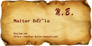 Malter Béla névjegykártya